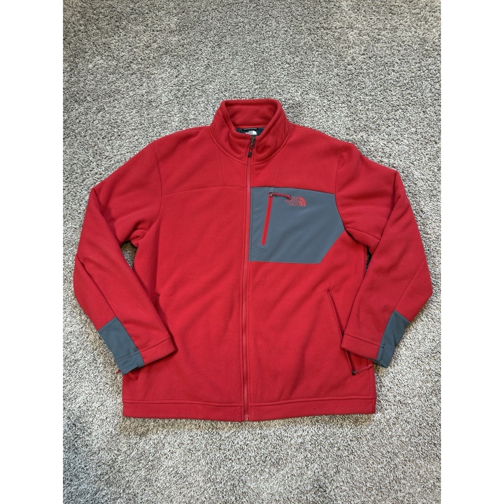 Men's  NORTH FACE Red Chimborazo Pile Lined Full Zip Fleece‎ Sweater Jacket XL